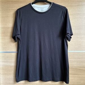 Van Heusen Men’s Sz XL Classic Fit Woven Black T Shirt Crew Neck Short Sleeve